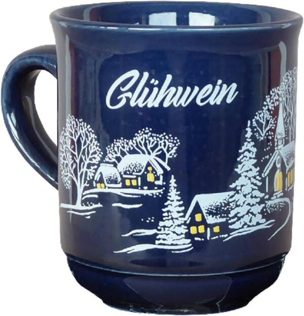 3x Glühwein-Becher Tassen 200ml Weihnachtsbecher Kobald-Blau mit Füllstrich NEU