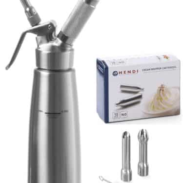 Hendi Sahnespender 500 ml aus Edelstahl + 10 Sahne-Kapseln N2O NEU