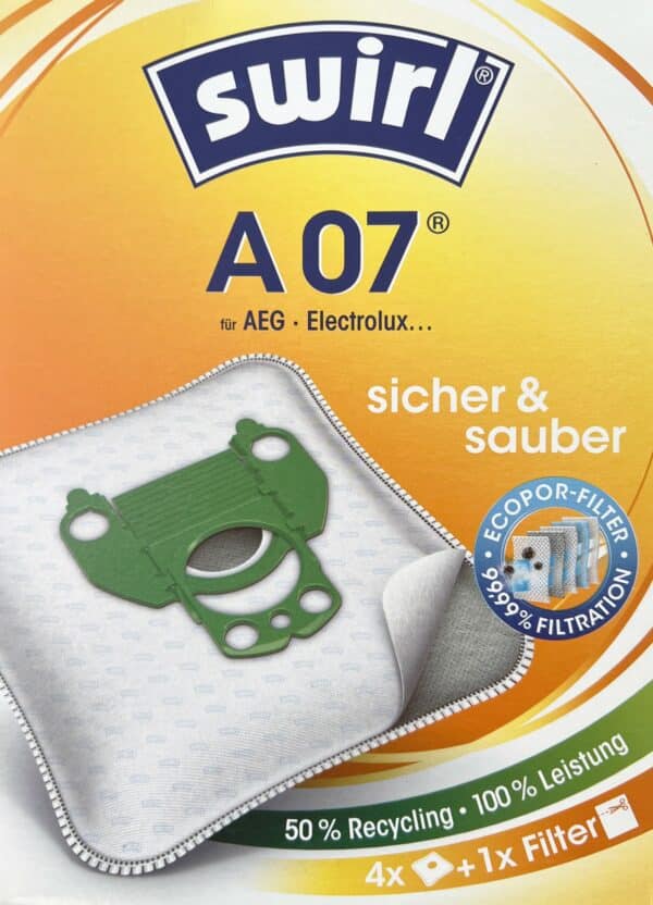 16 SWIRL Staubsaugerbeutel A07 für AEG Electrolux + 4 Abluftfilter NEU – Bild 2
