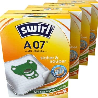 16 SWIRL Staubsaugerbeutel A07 für AEG Electrolux + 4 Abluftfilter NEU