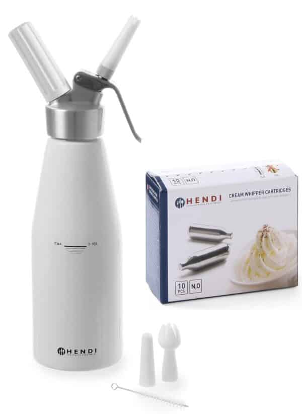 Sahnespender 10x Sahnekapseln N2O 0,5 Liter Weiss Hendi Gastro NEU