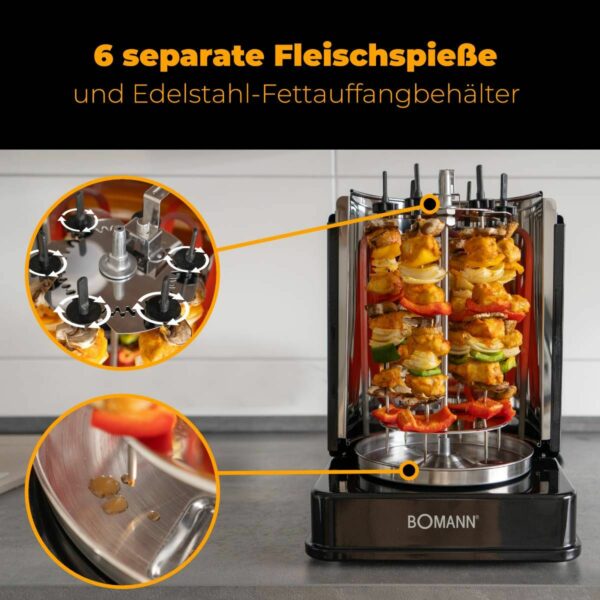 Bomann Hähnchen Spieß Döner-Grill Kebap Drehgrill Gyros Grill 3-in-1 NEU – Bild 4