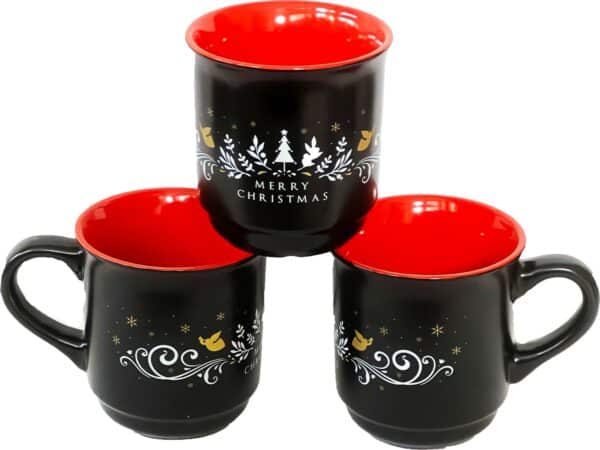 36x Glühweinbecher Tassen 200 ml Weihnachtsbecher Rot Schwarz mit Füllstrich NEU