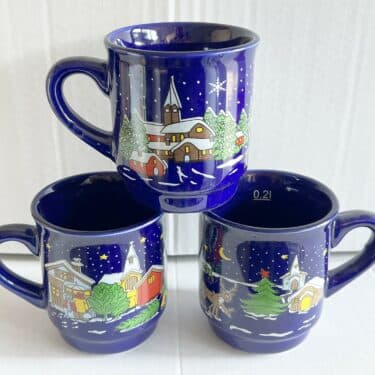36x Keramik Glühwein-Becher Weihnachtsbecher Tasse 200 ml geeicht Blau NEU