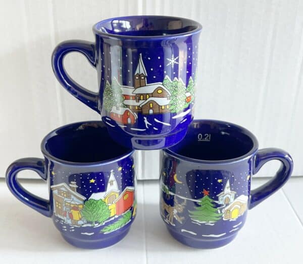 36x Keramik Glühwein-Becher Weihnachtsbecher Tasse 200 ml geeicht Blau NEU