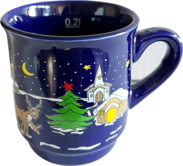 36x Keramik Glühwein-Becher Weihnachtsbecher Tasse 200 ml geeicht Blau NEU – Bild 2