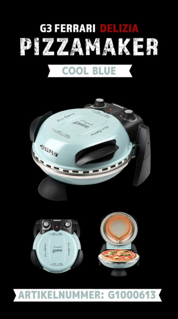 G3-Ferrari Pizzamaker Pizzaofen DELIZIA Express 400°C 1200W Cool Blue Blau NEU – Bild 2
