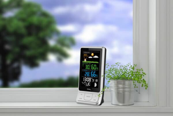 Wetterststation Funk-Uhr Wecker Mondphasen mit Aussensensor TechnoLine Silber – Bild 3