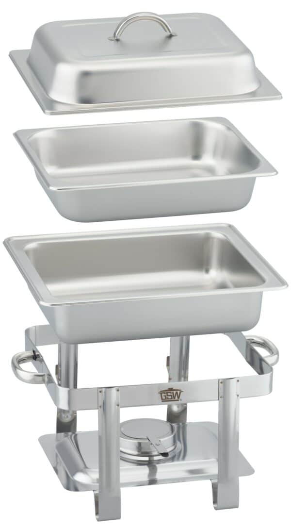GSW Chafing-Dish Speisewärmer Set GN 1/2 Silber 65 mm Tief NEU – Bild 3