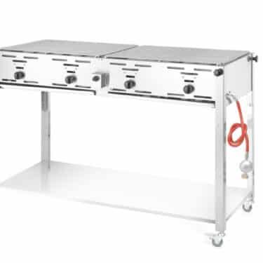 Hendi Quattro Gas-Grill Grill-Master Edelstahl inkl. Grill und Bratpfanne NEU