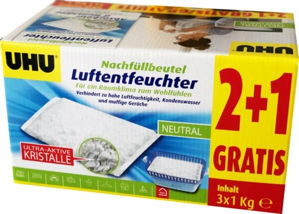 6x UHU Luftentfeuchter 1000g Nachfüllbeutel 1000 g 3x 1 Kg Duftneutral NEU – Bild 2