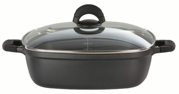 GSW Bräter mit Glasdeckel Silcoguss Noir Ø 28 x 28 x 8,5 cm 4,5 Liter NEU