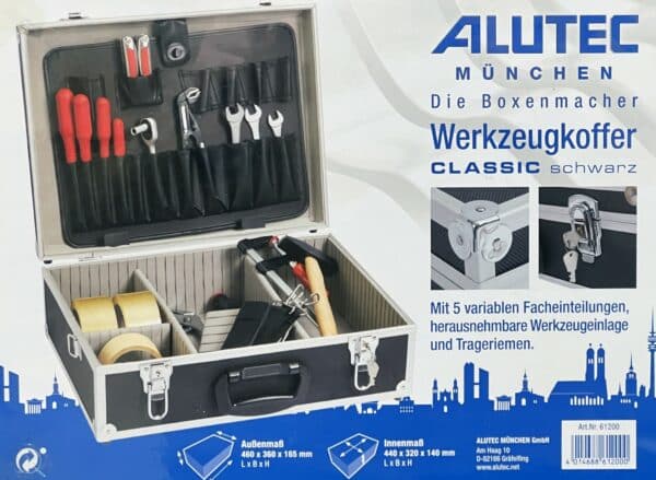 Alutec Universal Werkzeug-Koffer Aluminium Koffer Unbedruckt Silber Schwarz NEU