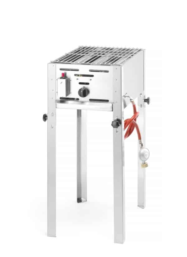 HENDI Gas-Grill Grill-Master Gas-Bräter aus Edelstahl inkl. Grill und Bratpfanne