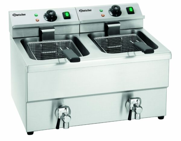 Bartscher Imbiss Fritteuse Tischgerät 2x 8 Liter 2x 230V 2x 3250W Silber NEU – Bild 3