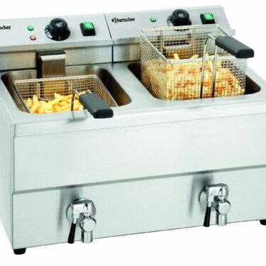 Bartscher Imbiss Fritteuse Tischgerät 2x 8 Liter 2x 230V 2x 3250W Silber NEU