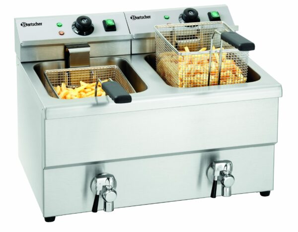 Bartscher Imbiss Fritteuse Tischgerät 2x 8 Liter 2x 230V 2x 3250W Silber NEU