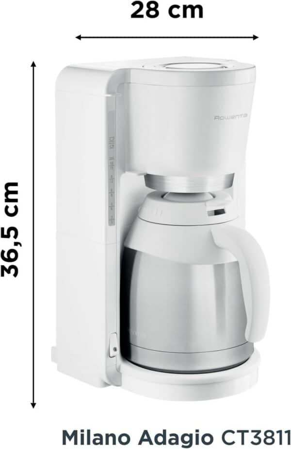 Rowenta Filter-Kaffeemaschine mit Thermoskanne 4h 12 Tassen Milano Weiss NEU – Bild 2