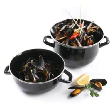 Hendi Muschel-Topf Bräter Emailliert mit Deckel Edelstahl Ø26cm 5 Liter Schwarz