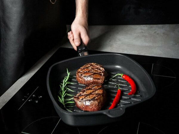AMT BBQ-Pfanne Grillpfanne Steakpfanne Induktion Gastro-Guss 28 x 28 x 5cm NEU – Bild 3