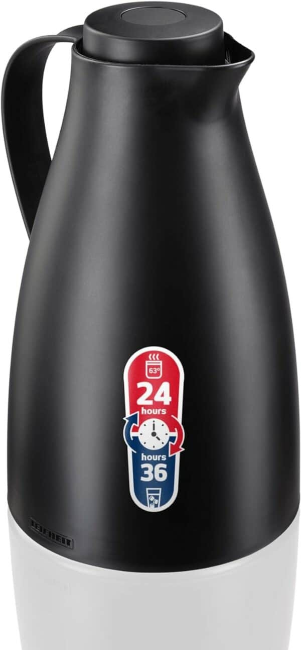 Leifheit Kaffeekanne Teekanne Thermoskanne Isolierkanne 1 Liter BPA frei Schwarz – Bild 2